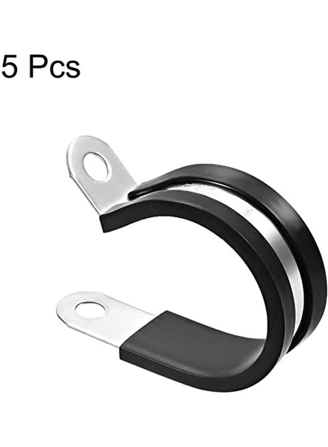 304 Stainless Steel R Shape Rubber Padded Cable Clamp 45mm 5pcs - Image 3